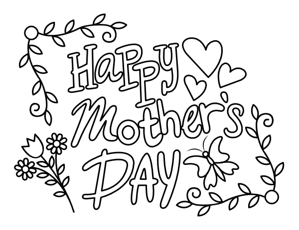 Nature Happy Mother's Day Coloring Page