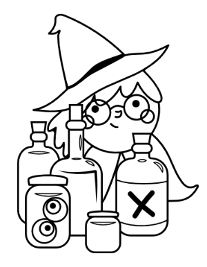 Nerdy Witch Coloring Page