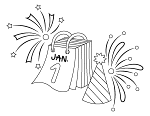 New Year Calendar Coloring Page
