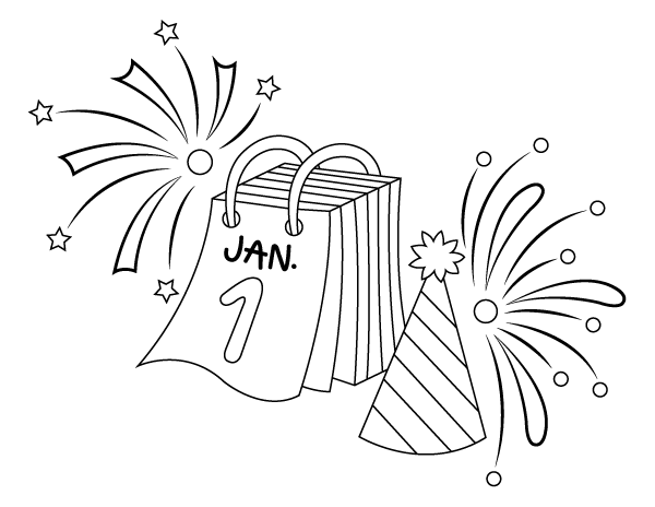 New Year Calendar Coloring Page