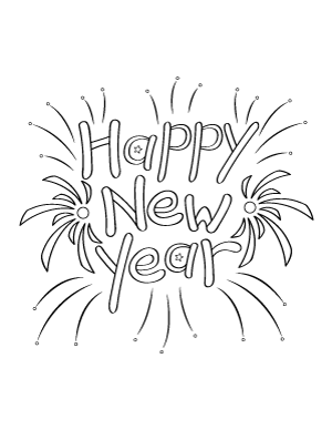 New Year Fireworks Coloring Page