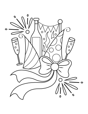 New Year Party Supplies Coloring Page