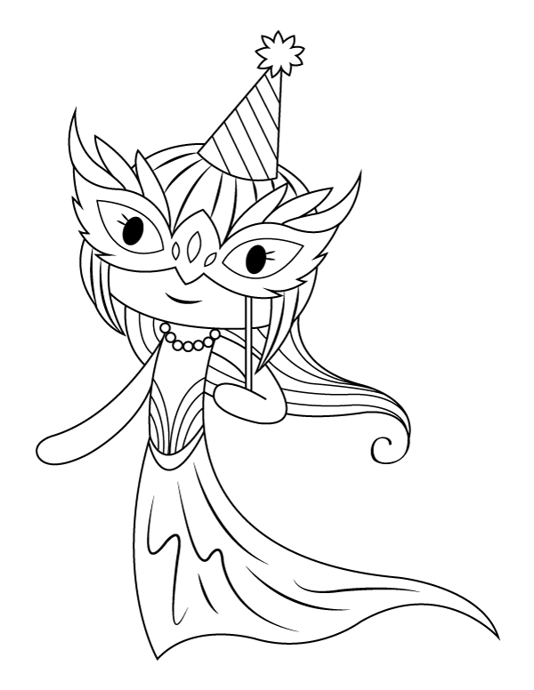 New Year's Eve Girl Coloring Page