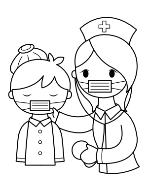 Nurse and Patient Coloring Page