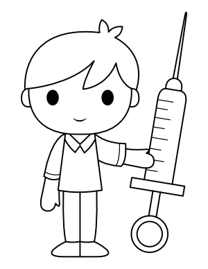 Nurse and Syringe Coloring Page