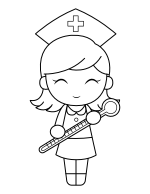 Nurse and Thermometer Coloring Page