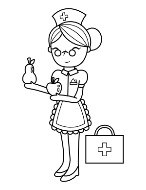 Nurse with Fruit Coloring Page
