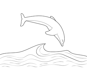 Ocean Wave and Dolphin Coloring Page