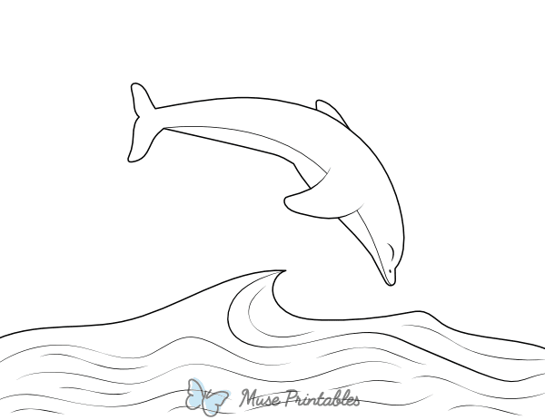 Ocean Wave and Dolphin Coloring Page