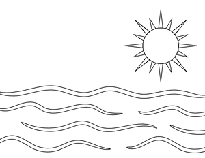 Ocean Wave and Sun Coloring Page