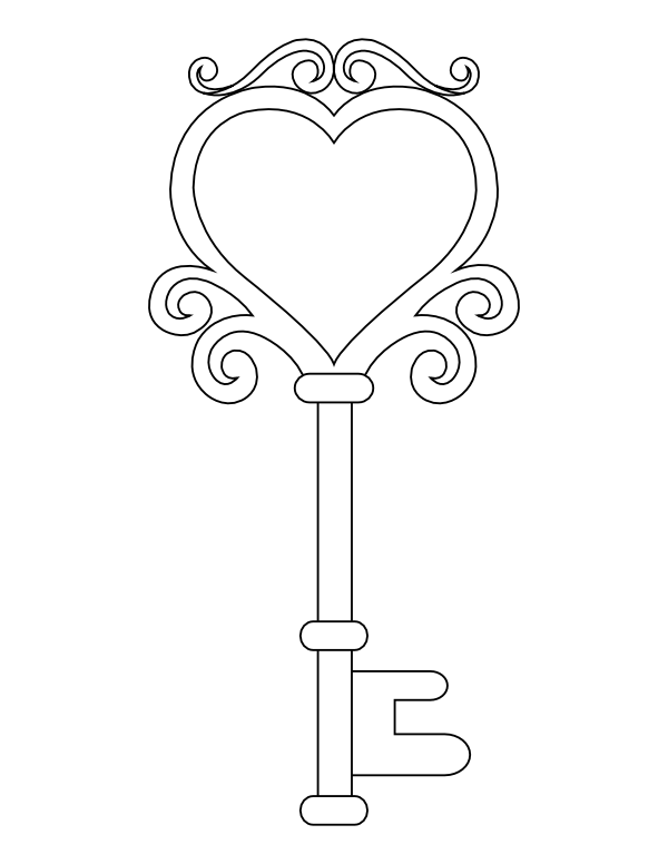 Old Fashioned Heart Key Coloring Page
