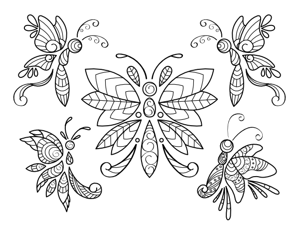 Ornate Butterflies Coloring Page