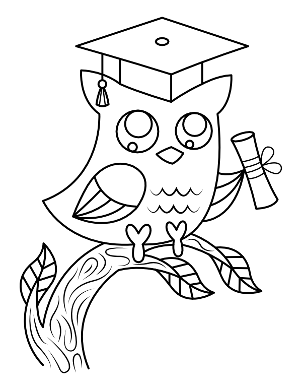 Owl and Diploma Coloring Page