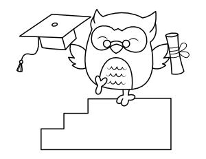 Owl Celebrating Graduation Coloring Page
