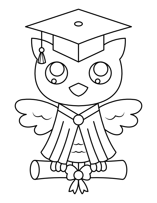 Owl Holding Diploma Coloring Page