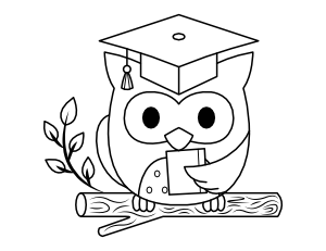 Owl with Graduation Cap Coloring Page