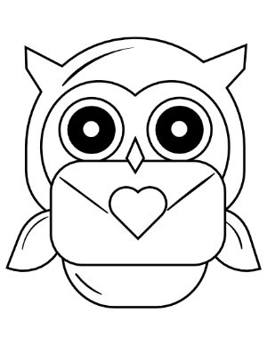 Owl With Love Letter Coloring Page