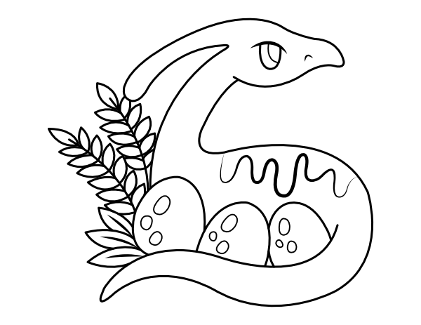 Parasaurolophus with Eggs Coloring Page