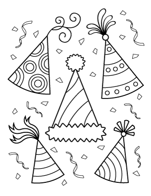 Party Hats Coloring Page