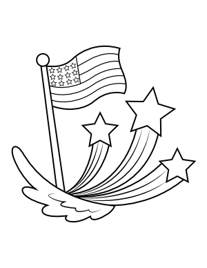 Patriotic Flag Stars and Wings Coloring Page
