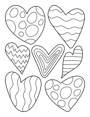 Patterned Doodle Hearts Coloring Page