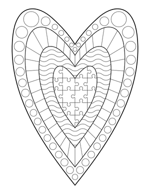 Patterned Elongated Heart Coloring Page