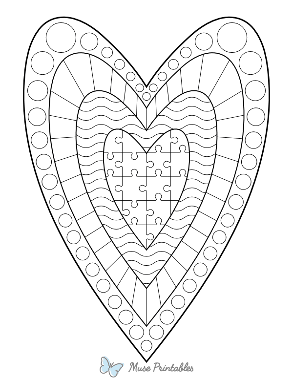 Patterned Elongated Heart Coloring Page