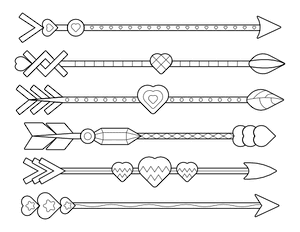 Patterned Heart Arrow Coloring Page