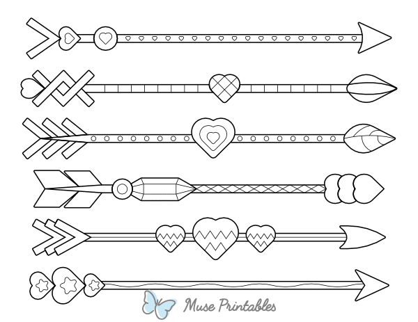 Patterned Heart Arrow Coloring Page