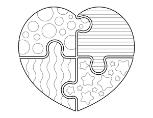 Patterned Heart Puzzle Coloring Page