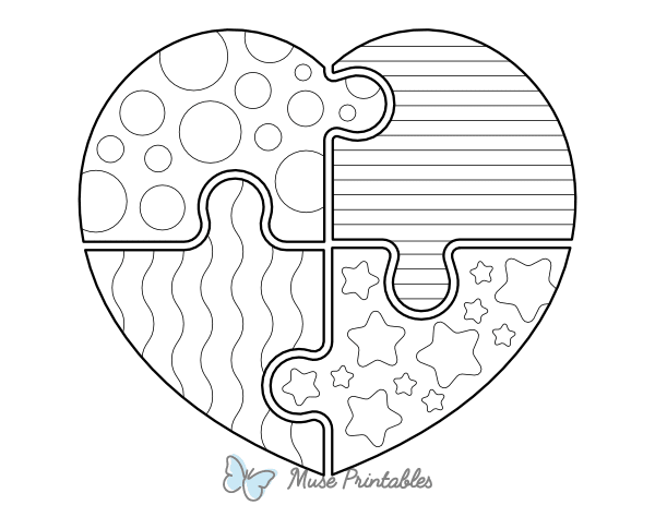 Patterned Heart Puzzle Coloring Page