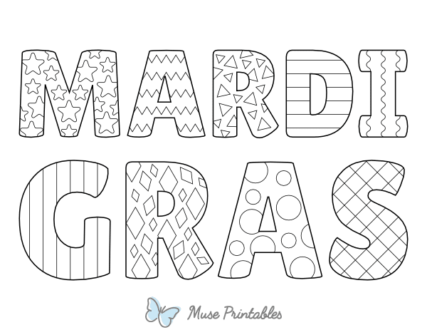 Patterned Mardi Gras Coloring Page