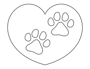 Paw Prints in Heart Coloring Page