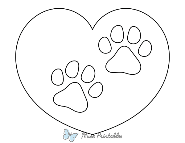 Paw Prints in Heart Coloring Page