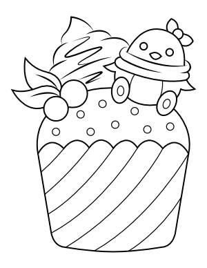Penguin Cupcake Coloring Page