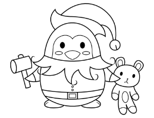 Penguin Elf Coloring Page