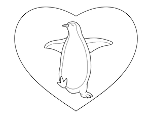 Penguin in Heart Coloring Page