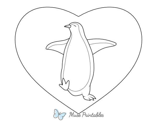 Penguin in Heart Coloring Page