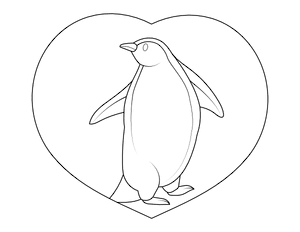 Penguin in Heart Shape Coloring Page