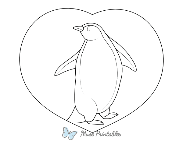 Penguin in Heart Shape Coloring Page