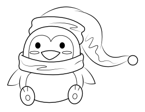 Penguin Wearing Hat and Scarf Coloring Page