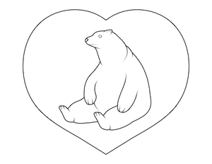 Polar Bear in Heart Coloring Page