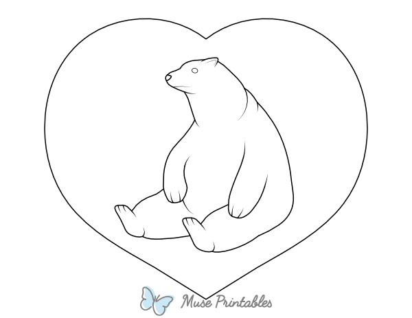 Polar Bear in Heart Coloring Page