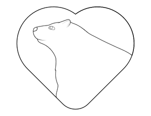 Polar Bear in Heart Shape Coloring Page