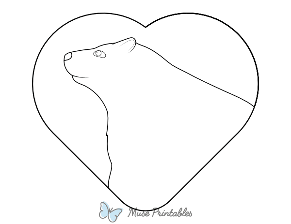 Polar Bear in Heart Shape Coloring Page