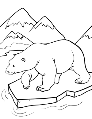 Polar Bear Scene Coloring Page