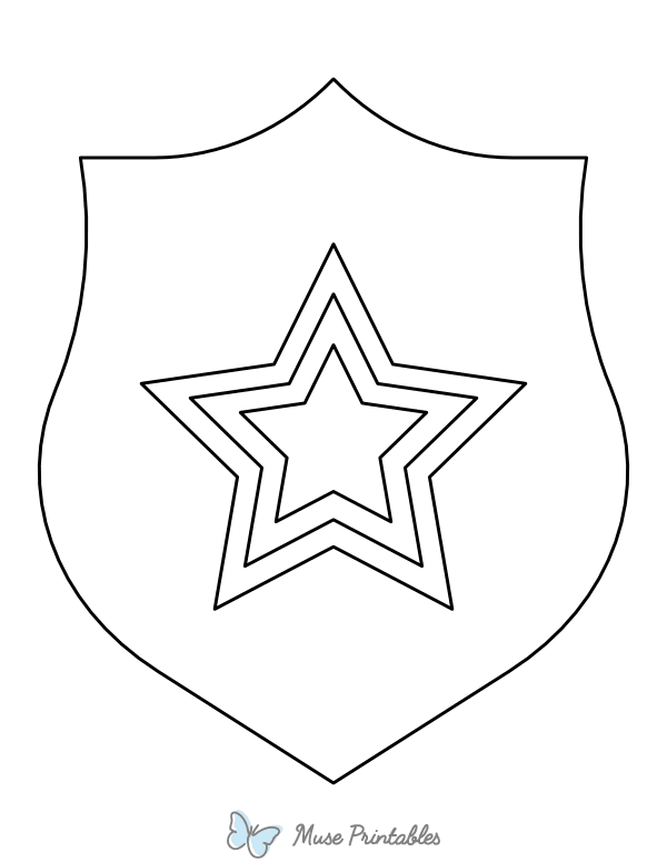 Police Badge With Star Coloring Page