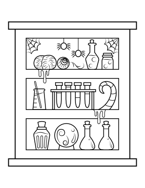 Potion Shelf Coloring Page