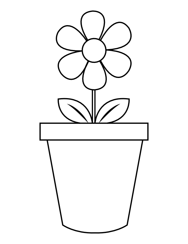 Printable Potted Flower Coloring Page