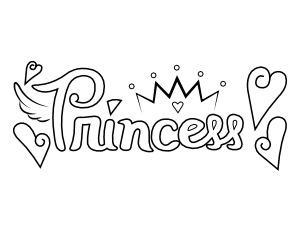 Princess Text Coloring Page